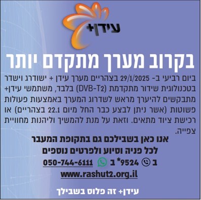 מודעה בקרוב מערך מתקדם יותר ביום ד 29 בינואר